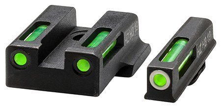 HiViz EZN321 LiteWave H3 Tritium/LitePipe S&W EZ380  Black | Green Tritium with White Outline Front Sight Green Fiber Optic Rear Sight