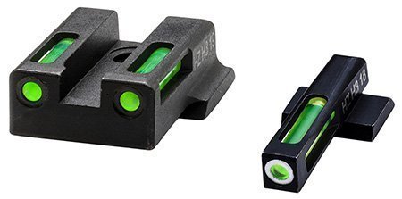 HiViz 9EZN321 LiteWave H3 Tritium/LitePipe S&W 9EZ Shield Sight Set  Black | Green Tritium with White Outline Front Sight Green Fiber Optic Rear Sight