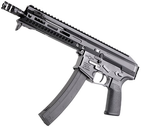 Patriot Ordnance Factory 01838 Phoenix  9mm Luger 35+1 8", Black, MFT Grip, Picatinny Stock Adapter, Muzzle Brake, Includes Hand Stop