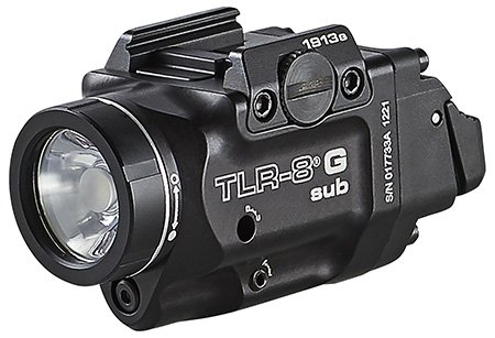 Streamlight 69438 TLR-8 Sub w/Laser Green Laser 500 Lumens 640-660nM Wavelength Black 141 Meters Beam Distance, Fits 1913 Short Railed Handgun Rail Clamp Mount