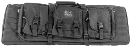 Bulldog BDT60-37B Tactical Double Rifle Case 37" Black with 3 Accessory Pockets & Deluxe Padded Backstraps Lockable Zippers Holds 2 Rifles Padded Internal Divider
