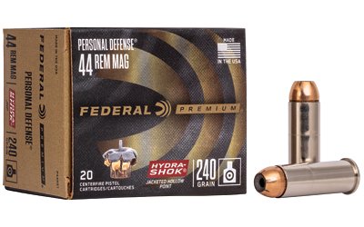 Federal Premium Hydra-Shok .44 Magnum 240-grain Jacketed Hollow Point ammunition