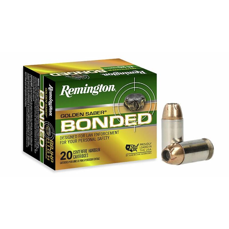 Remington Golden Saber Bonded 45 ACP 185-grain Bonded Brass Jacketed Hollow Point ammunition
