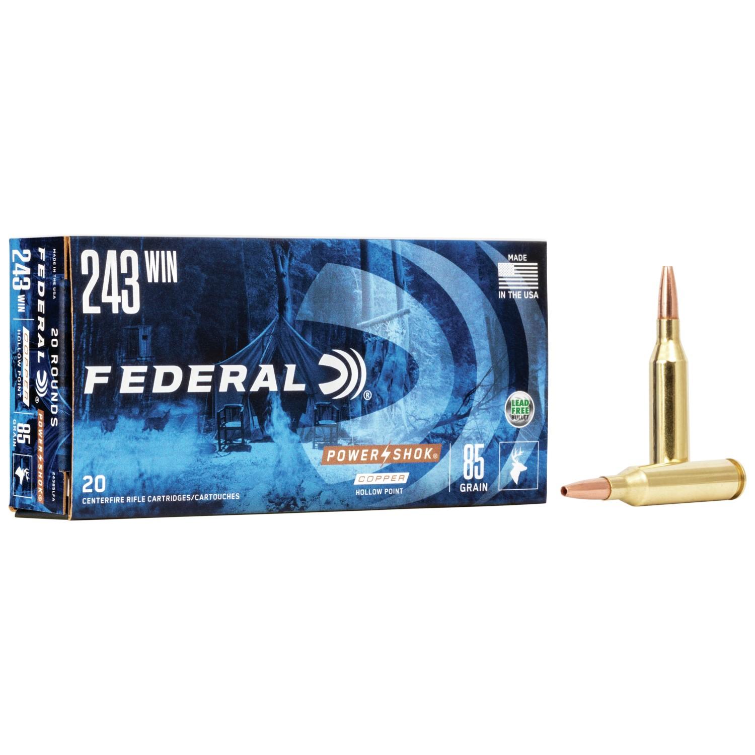 Federal Power-Shok .243 Win 85-grain Copper Hollow Point ammunition