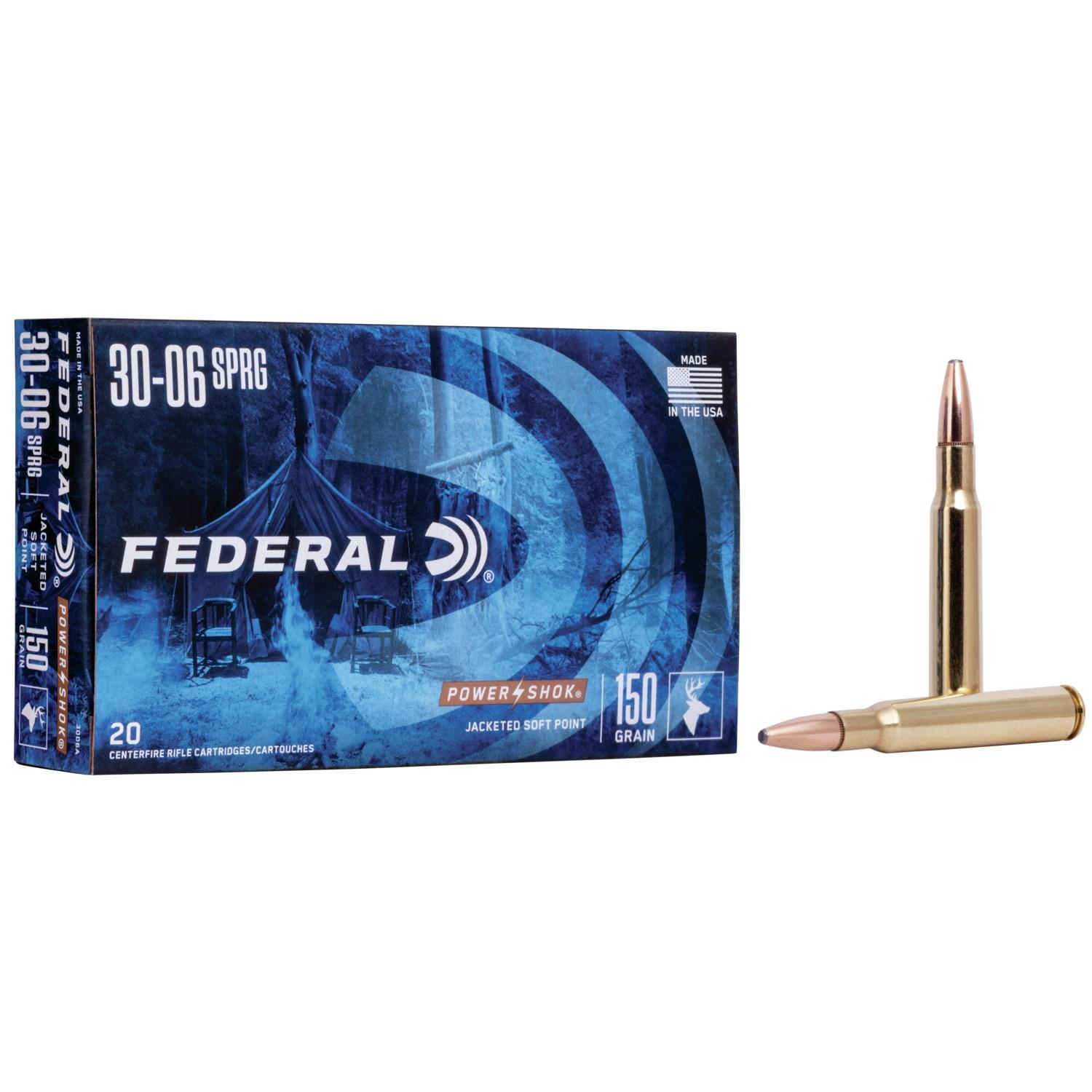Federal Power-Shok .30-06 Springfield 150-grain Jacketed Soft Point ammunition
