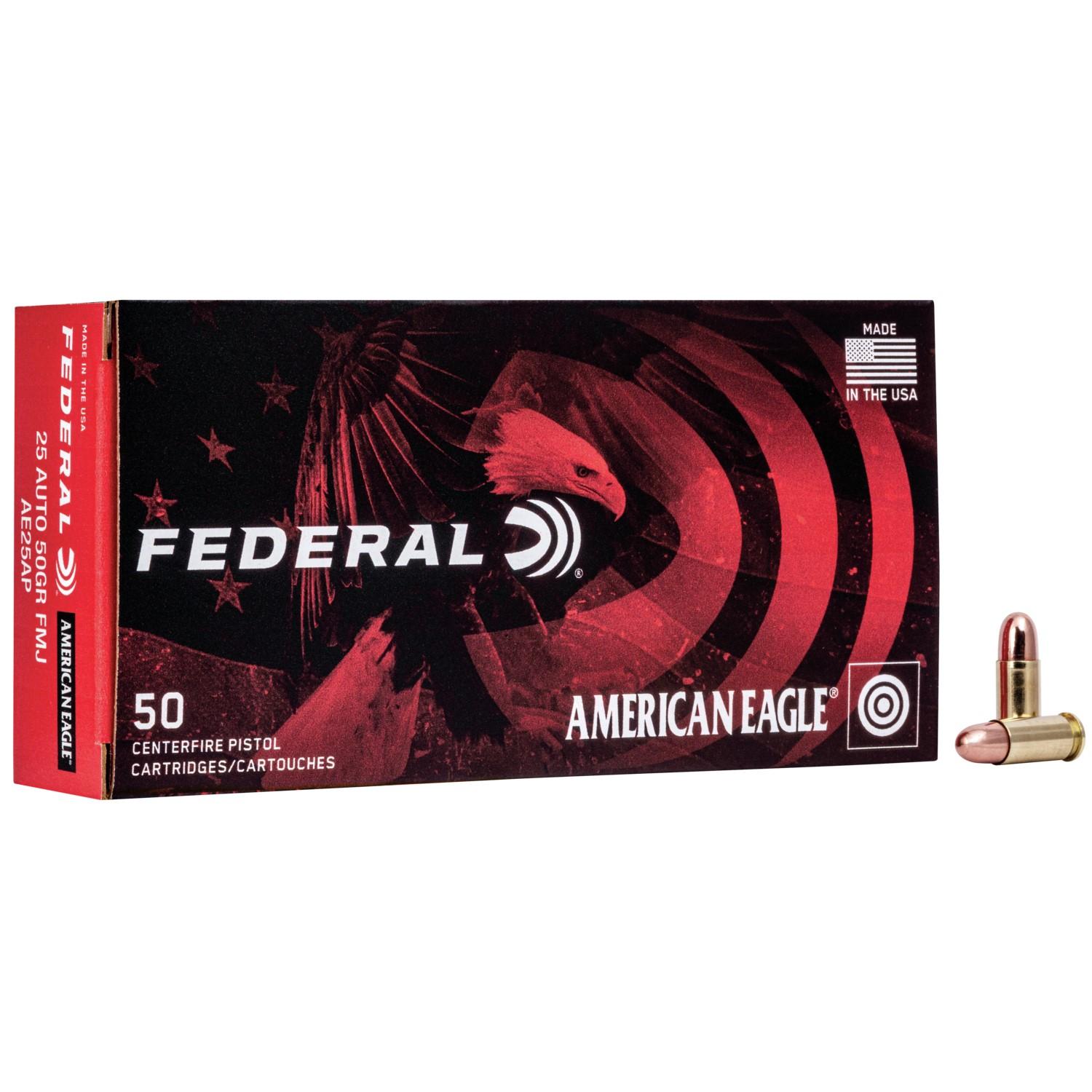 Federal American Eagle 25 ACP 50-grain FMJ ammunition