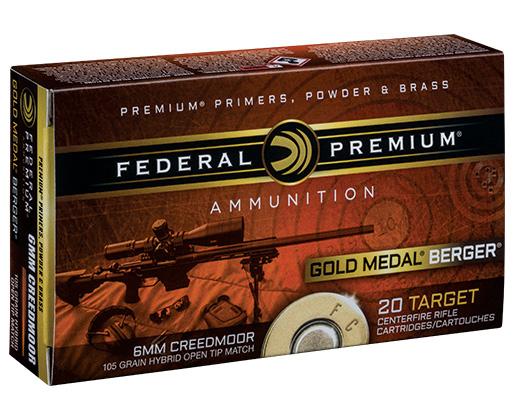 Federal Gold Medal 6mm Creedmoor 105-grain Berger Hybrid BTHP ammunition