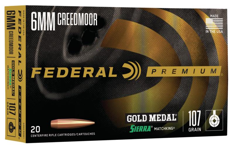Federal Premium Gold Medal 6mm Creedmoor 107-grain Sierra MatchKing BTHP ammunition