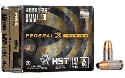 Federal Premium HST 9mm Luger 147-grain Jacketed Hollow Point ammunition