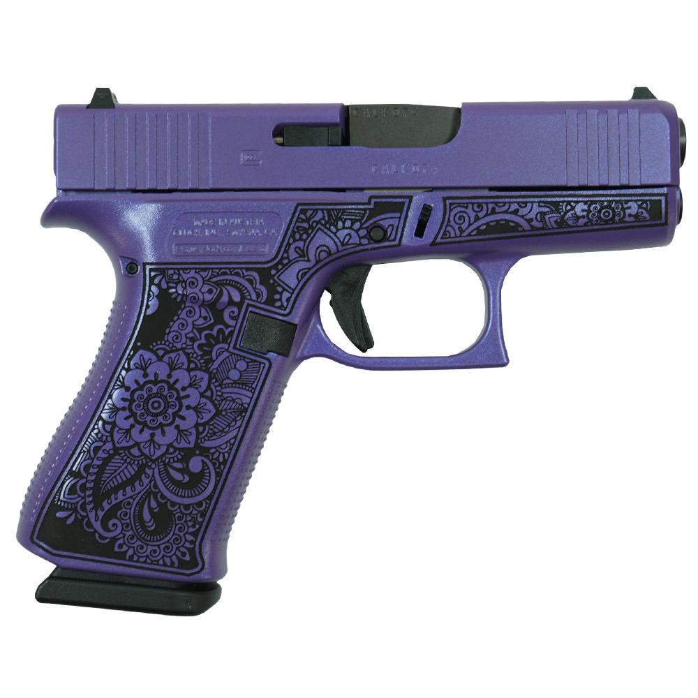 Glock 43x Custom "Fully Engraved Mandala with Purple Pearl" Subcompact Handgun 9mm Luger 10/rd Magazines (2) 3.41" Barrel Austria
