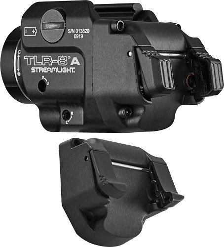 Streamlight 69414 TLR-8 A Weapon Light w/Laser Black Anodized Aluminum For Handgun 500 Lumens White LED Bulb Red Laser 140 Meters Beam