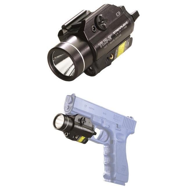 Streamlight 69120 TLR-2 Weapon Light w/Laser 300 Lumens Output, White LED Light/Red Laser, Glock Style Rail/Picatinny Mount, Black Anodized Aluminum