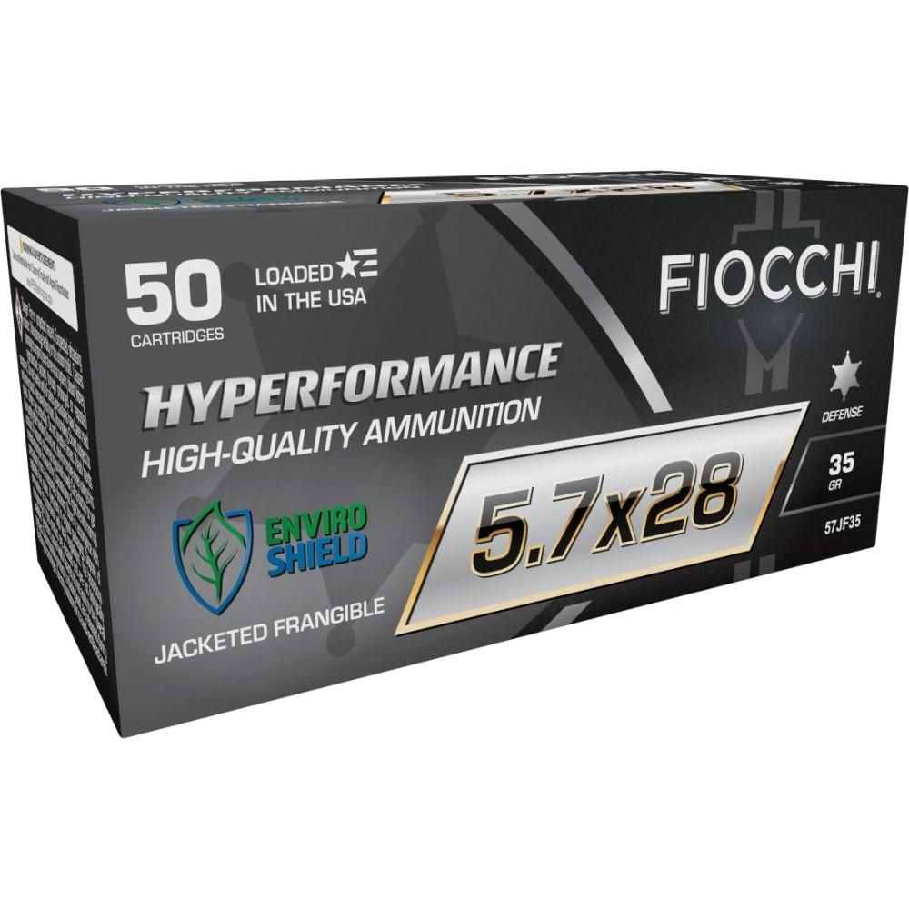 Fiocchi Hyperformance 5.7x28mm 35-grain jacketed frangible ammunition