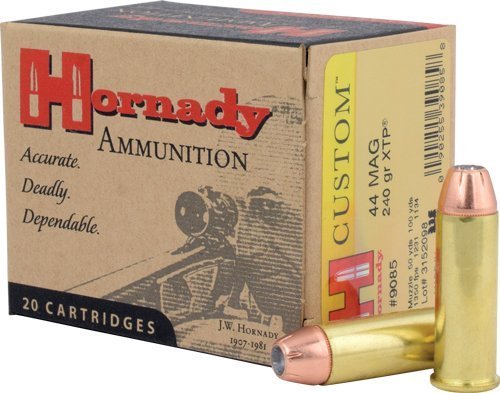 Hornady Custom .44 Rem Mag 240-grain XTP jacketed hollow point ammunition box