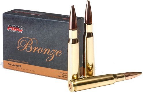 PMC Bronze .50 BMG 660-grain FMJ Boat Tail ammunition