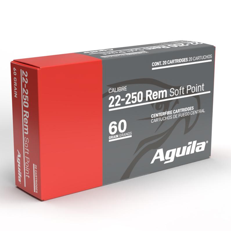 Aguila 22-250 Remington InterLock Boat Tail Soft Point ammunition 20-round box