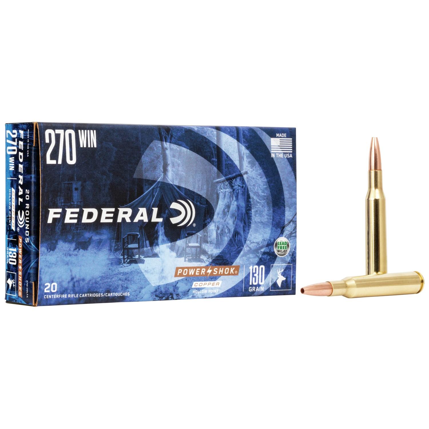 Federal Power-Shok .270 Winchester 130-grain Copper Hollow Point ammunition