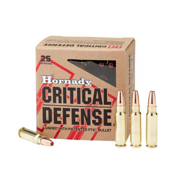 Hornady Critical Defense 5.7x28mm 40-grain FTX polymer-tipped ammunition