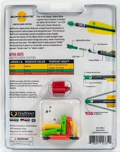 TENPOINT LIGHTED XBOW NOCK - ALPHA-BRITE .297" GREEN 3PK - Image 3