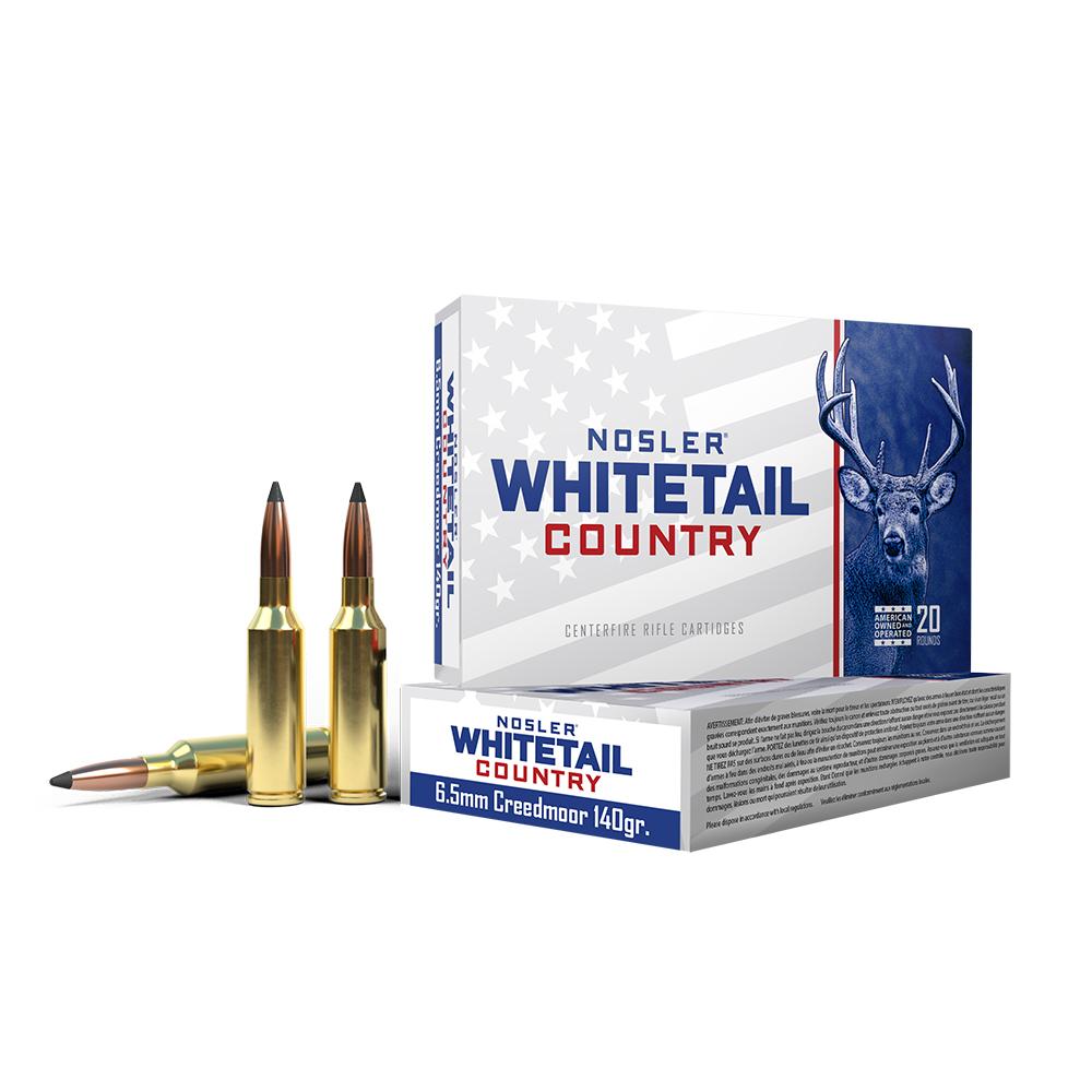 Nosler Whitetail Country 6.5mm Creedmoor 140-grain Solid Base soft point ammunition