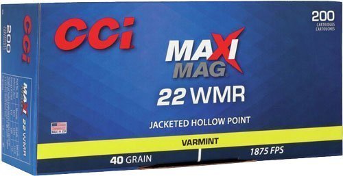 CCI Maxi-Mag 22 WMR 40-grain Jacketed Hollow Point 200rd ammunition