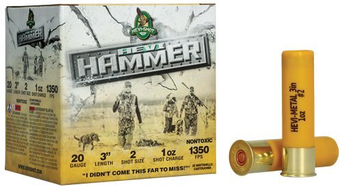 HEVI-Shot HEVI-Hammer 20ga 3in 1oz #3 bismuth-steel shot ammunition
