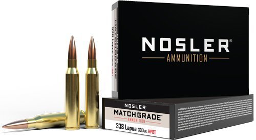 Nosler Match Grade .338 Lapua Magnum 300-grain Jacketed Hollow Point ammunition