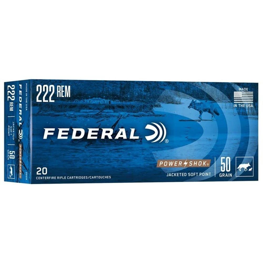 Federal PowerShok .222 Remington 50-grain Jacketed Soft Point ammunition