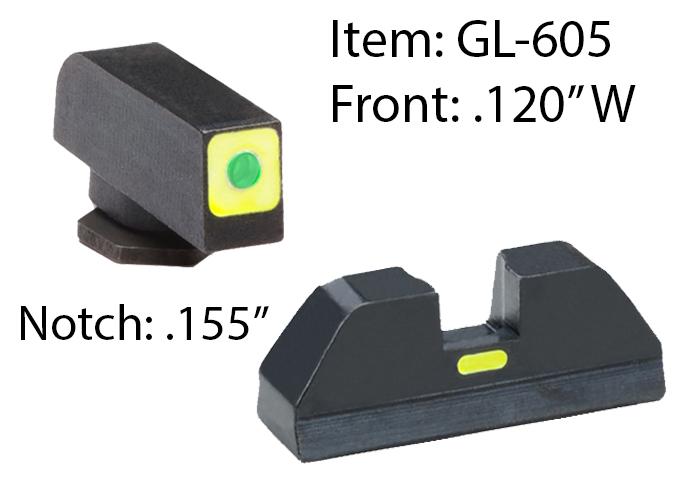 AmeriGlo GL605 CAP sight set green tritium front black LumiGreen painted rear for Glock 42/43