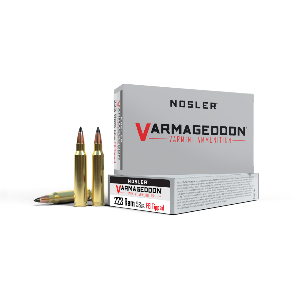 Nosler Varmageddon .223 Rem 53-grain flat base tipped ammunition