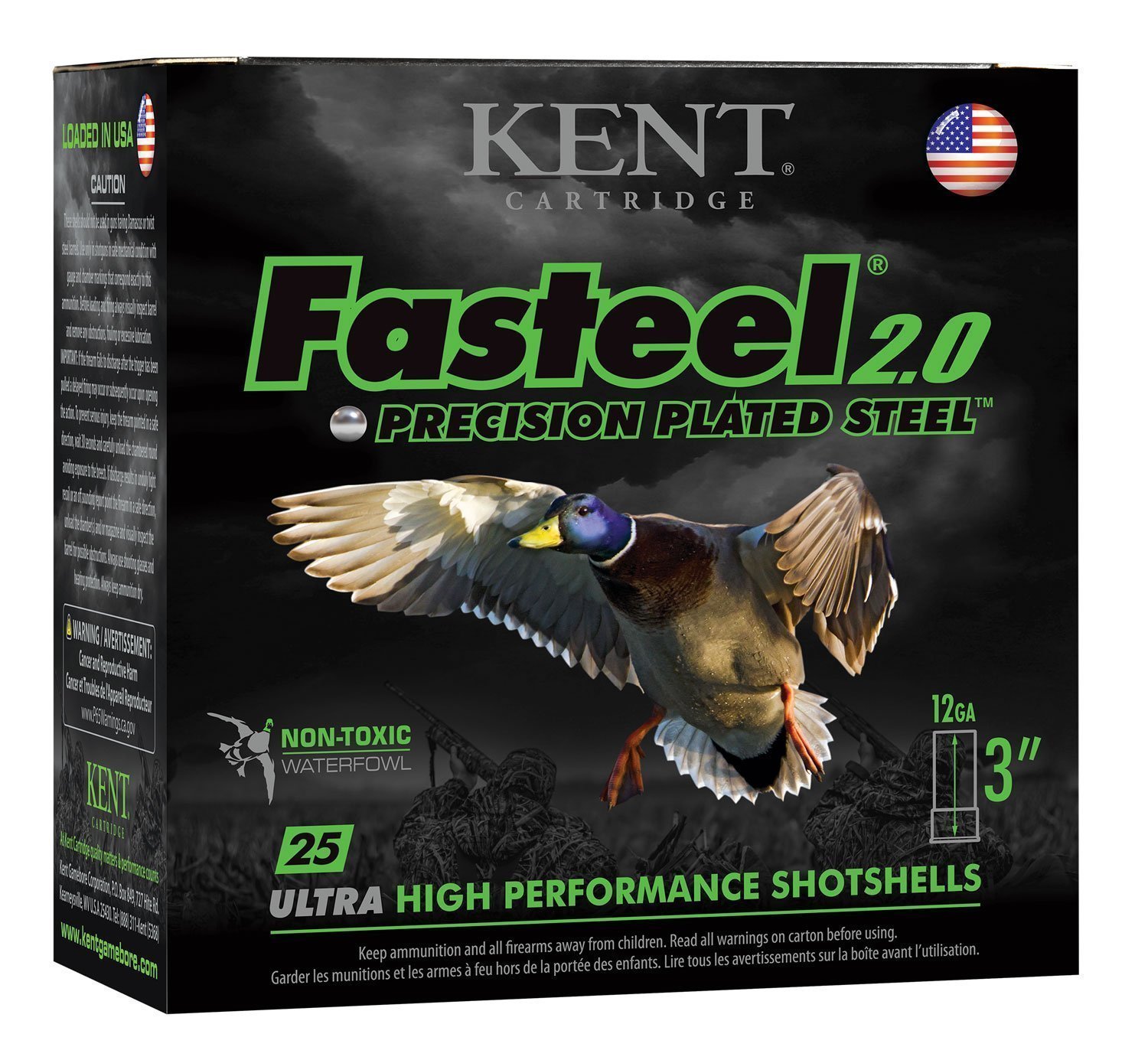 Kent Fasteel 2.0 12 Gauge 3" 1-1/8 oz #2 Precision Plated Steel shotshells