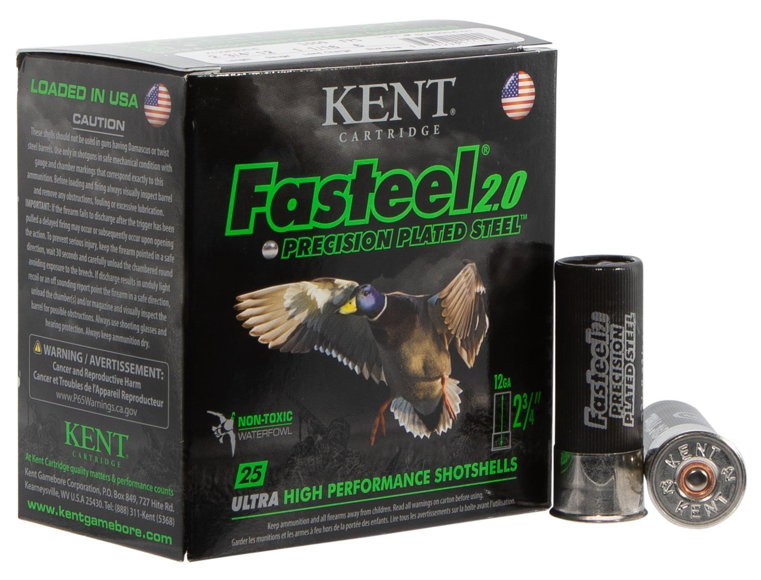 Kent Cartridge Fasteel 2.0 12 Gauge 2.75 in 1 1/16 oz Size 6 steel shot ammunition