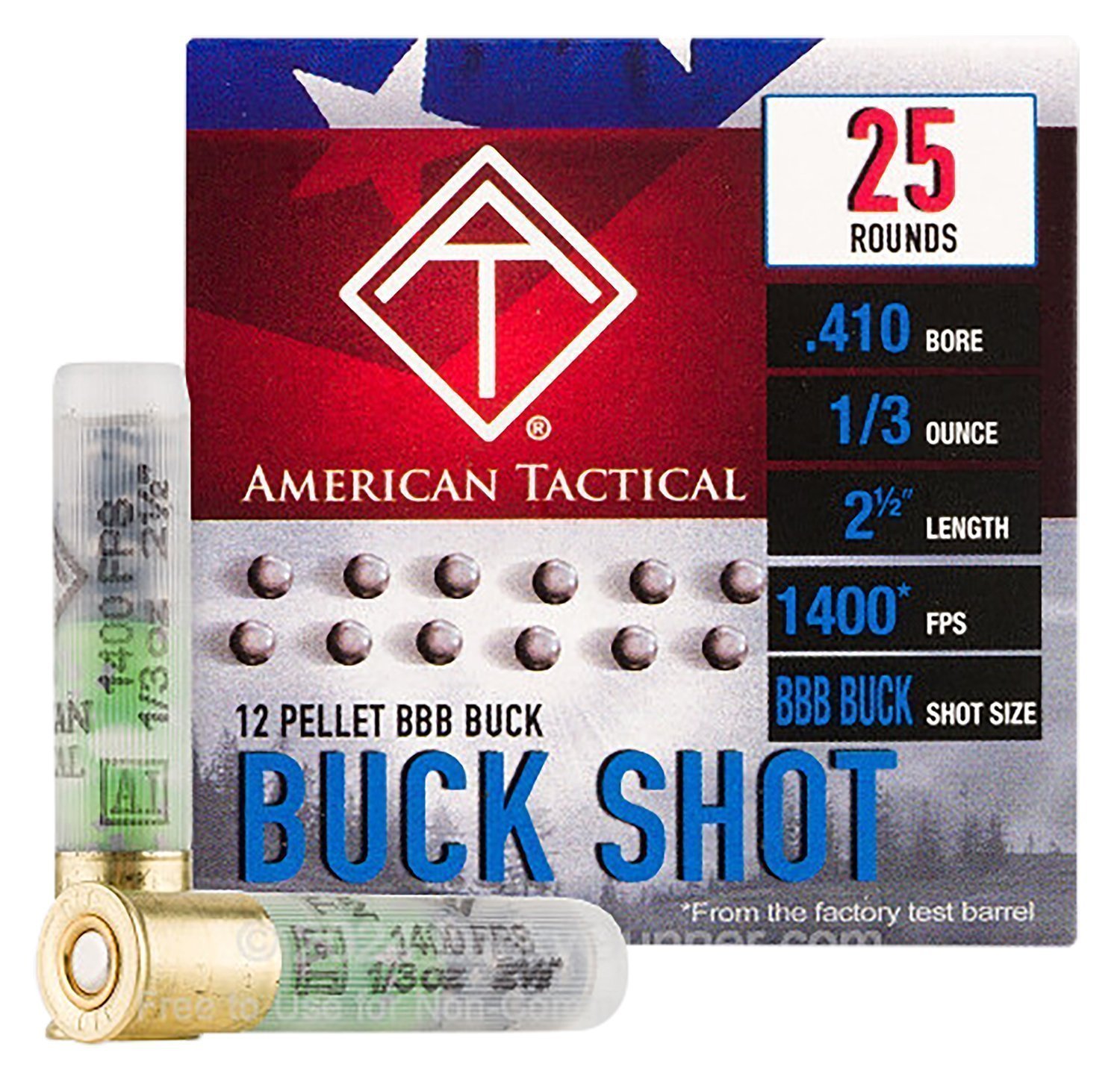 American Tactical ATI Target .410 Bore BBB 12-pellet 1/3 oz buckshot 2.5in 25rd