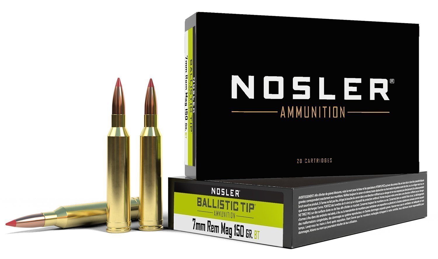 Nosler Ballistic Tip 7 mm Remington Magnum 150-grain Spitzer Ballistic Tip ammunition