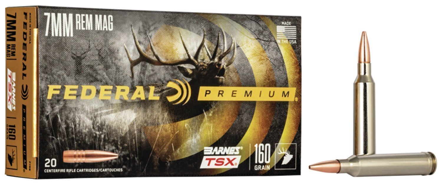 Federal Premium 7mm Remington Magnum 160-grain Barnes TSX ammunition