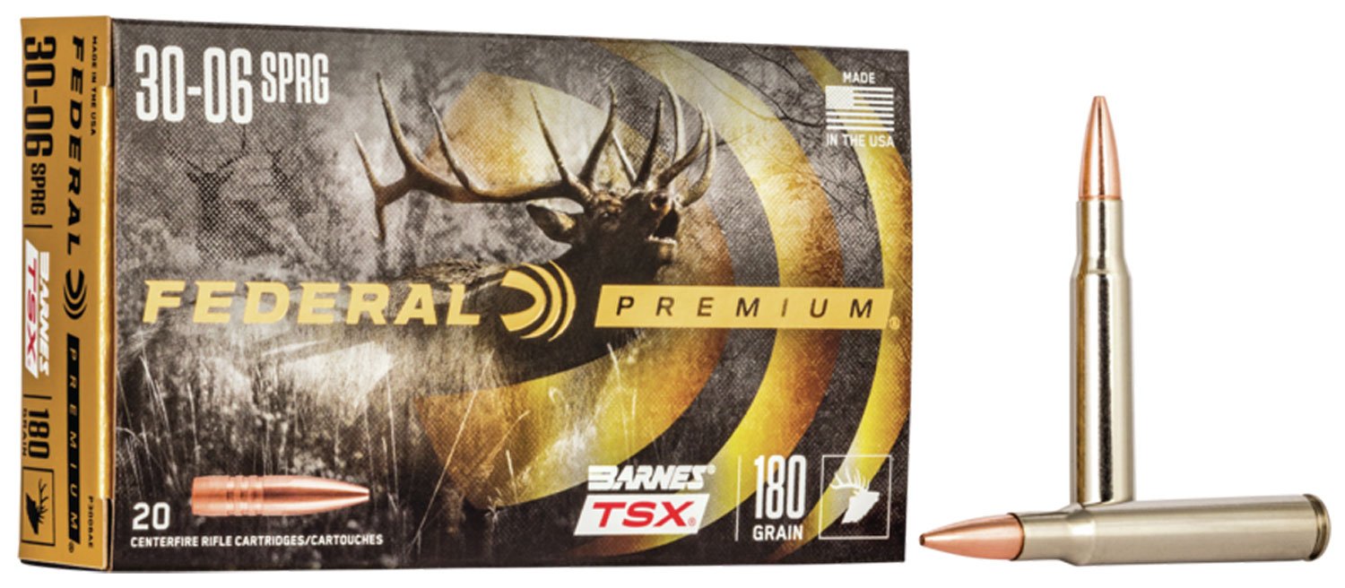 Federal Premium 30-06 Springfield 180-grain Barnes TSX ammunition box 20 rounds