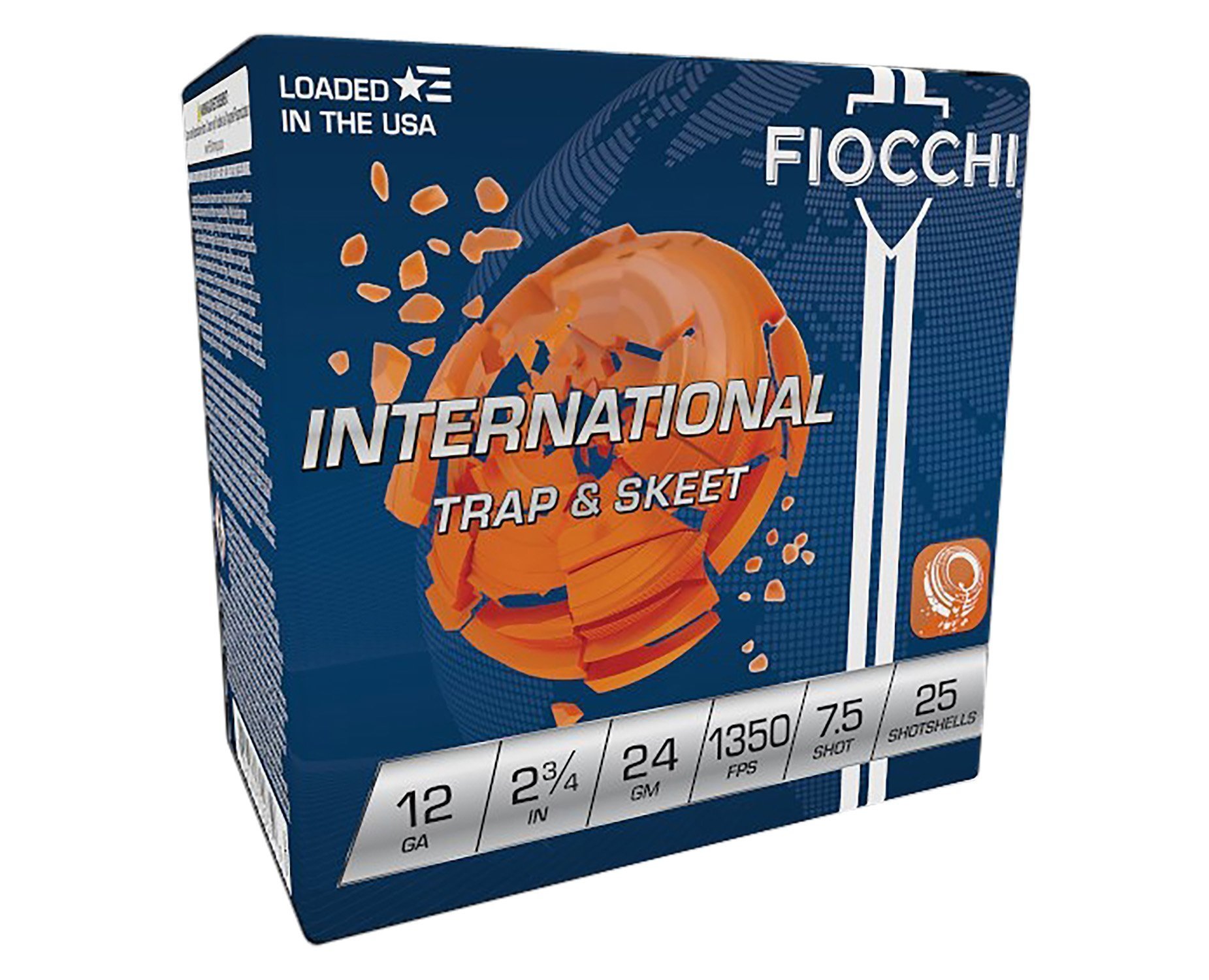 Fiocchi Exacta Target International Trap & Skeet 12 Gauge 2.75" 24g #7.5 lead shot 25-count box