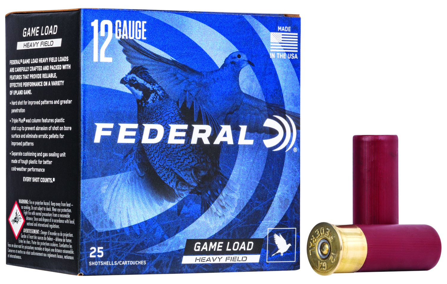 Federal Game-Shok Upland Heavy Field 12ga 2-3/4" 1-1/8oz #4 lead shot ammunition