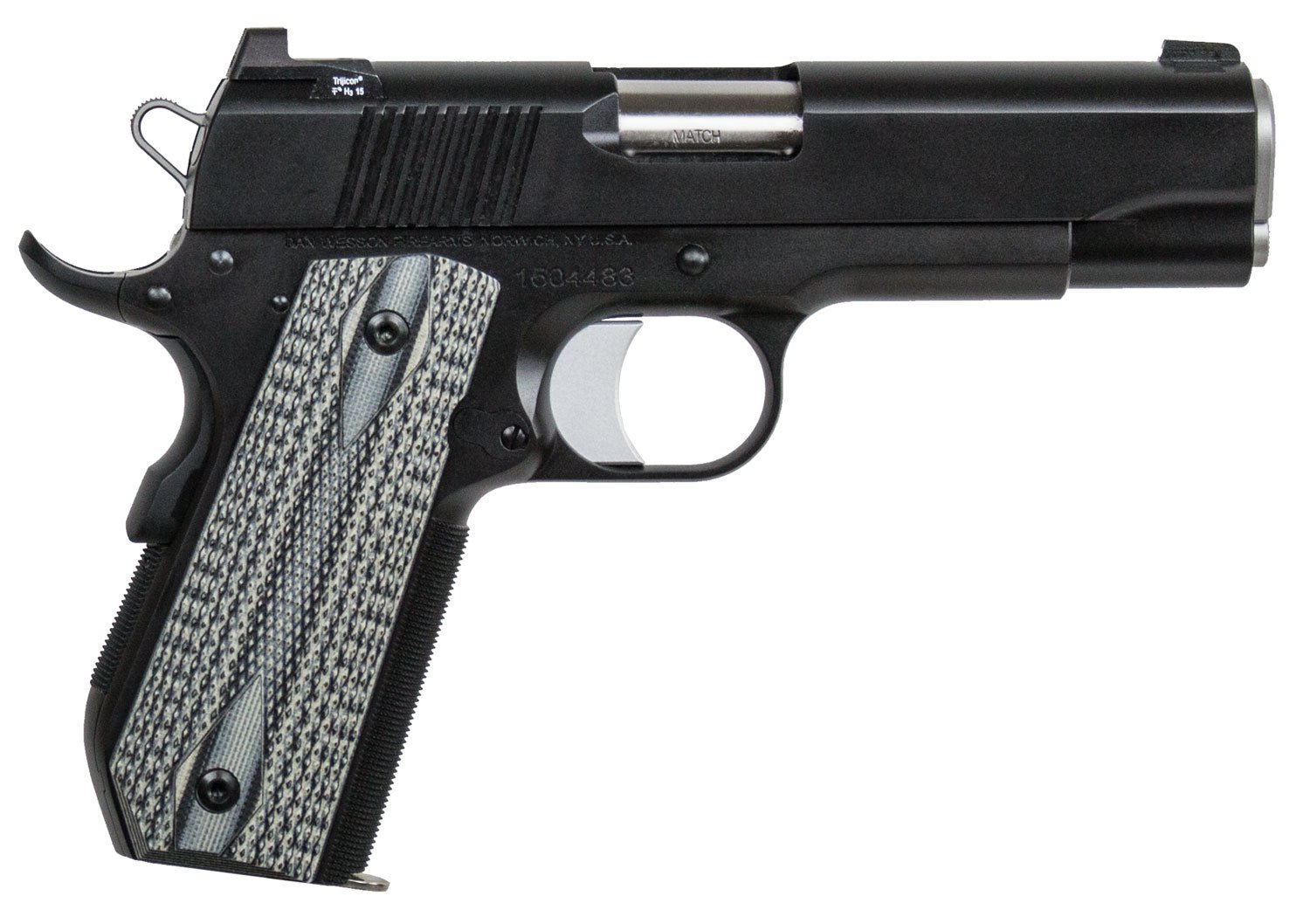 Dan Wesson 01826 V-Bob  45 ACP 8+1 4.25" Stainless Match Grade Barrel, Black Duty Serrated Stainless Steel Slide & Frame w/Beavertail, Black/Gray G10 Grip, Ambidextrous