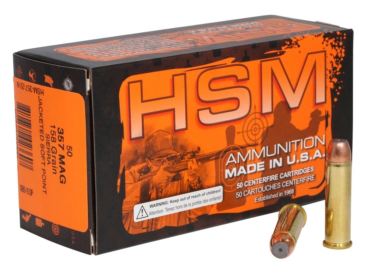 HSM Pro Pistol .357 Magnum 158 gr Jacketed Soft Point ammunition