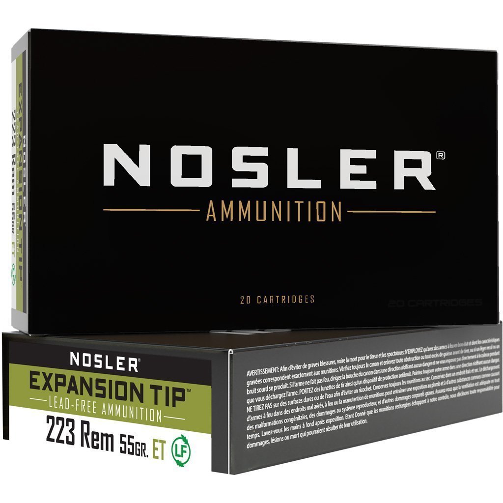 Nosler E-Tip 223 Rem 55-grain Spitzer E-Tip rifle ammunition 20 rounds