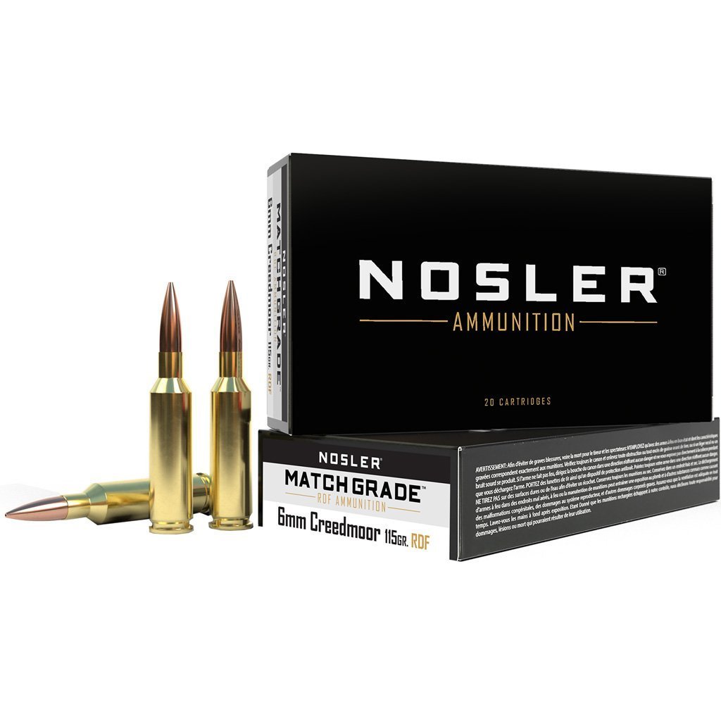 Nosler Match Grade 6mm Creedmoor 115-grain RDF HPBT jacketed hollow point ammunition