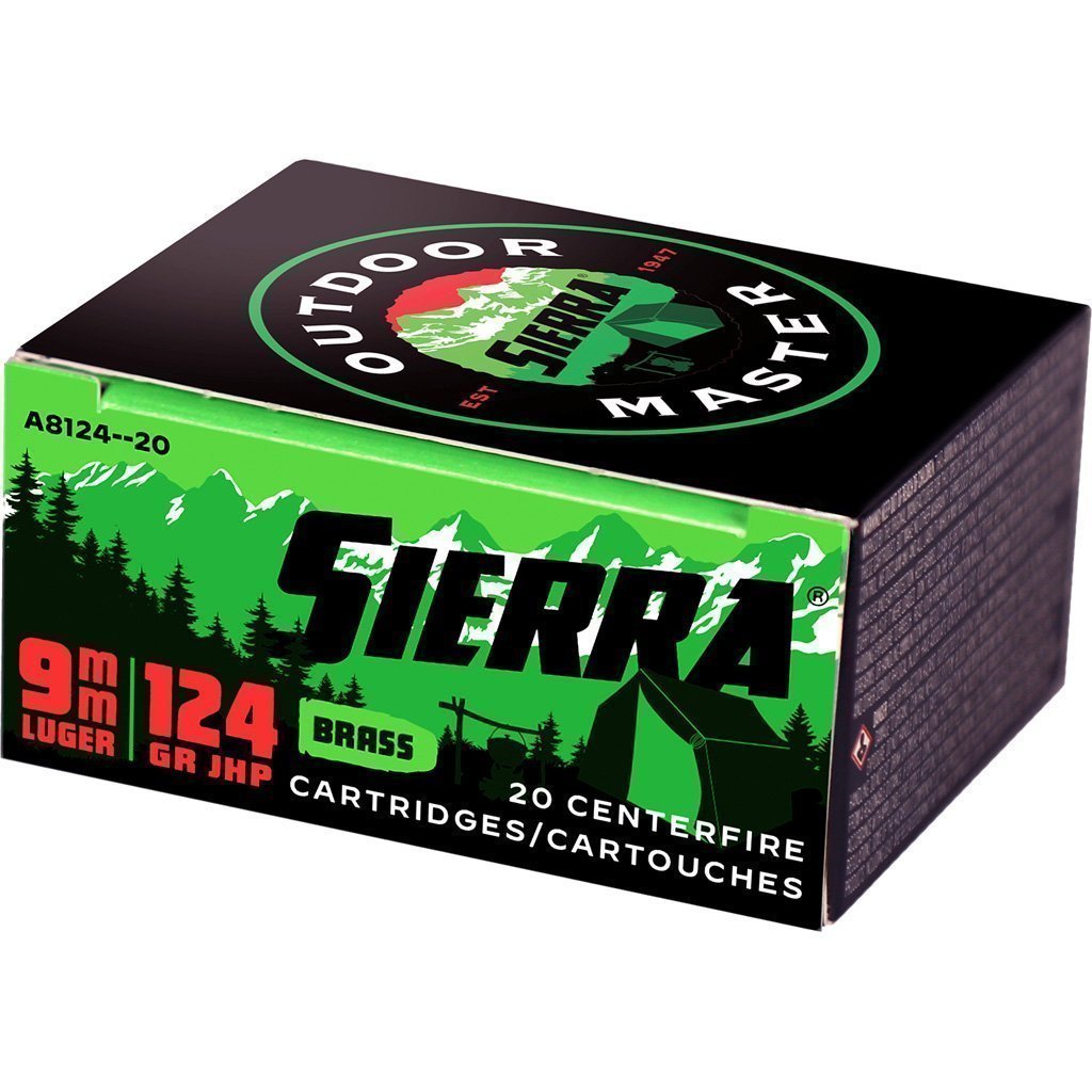 Sierra Outdoor Master 9mm 124-grain JHP ammunition