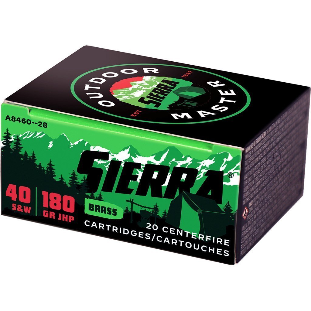 Sierra Outdoor Master 40 S&W 180-grain JHP ammunition 20 rounds