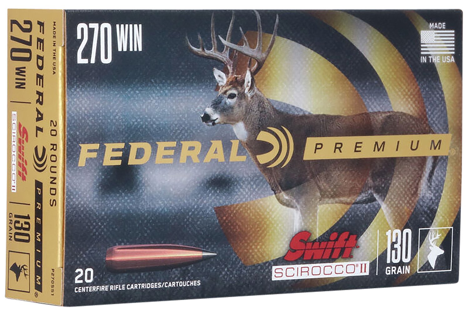 Federal Premium .270 Winchester 130-grain Swift Scirocco II Poly Tip ammunition