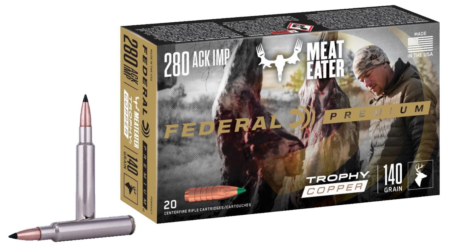 Federal Premium .280 Ackley Improved 140-grain Trophy Copper rifle ammunition 20 rounds