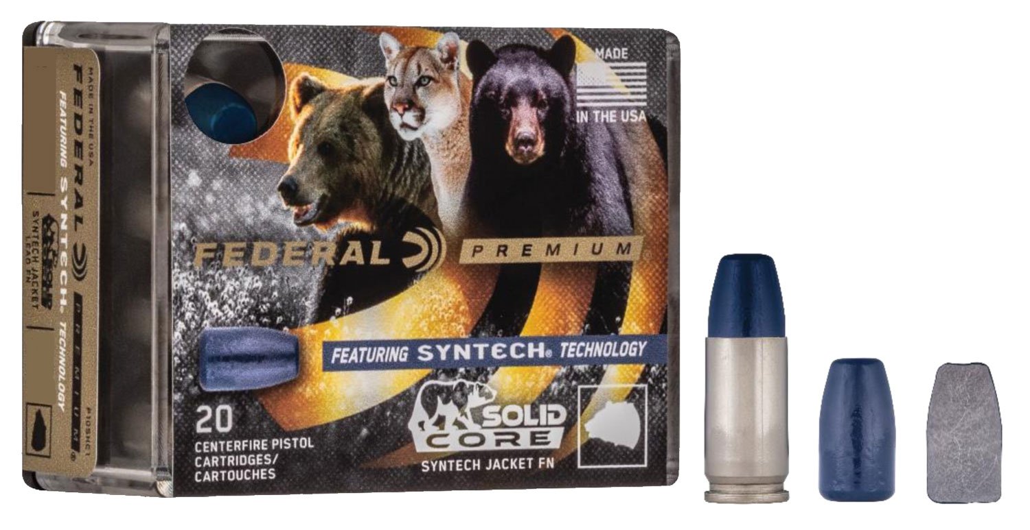 Federal Premium Solid Core Syntech .45 ACP +P solid flat nose ammunition