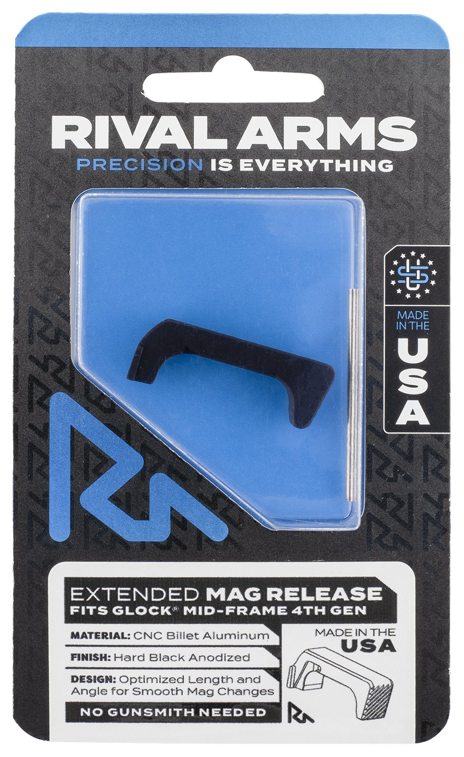 Rival Arms RA72G002A Magazine Release Glock Gen4 Extended Hard Black Anodized Aluminum