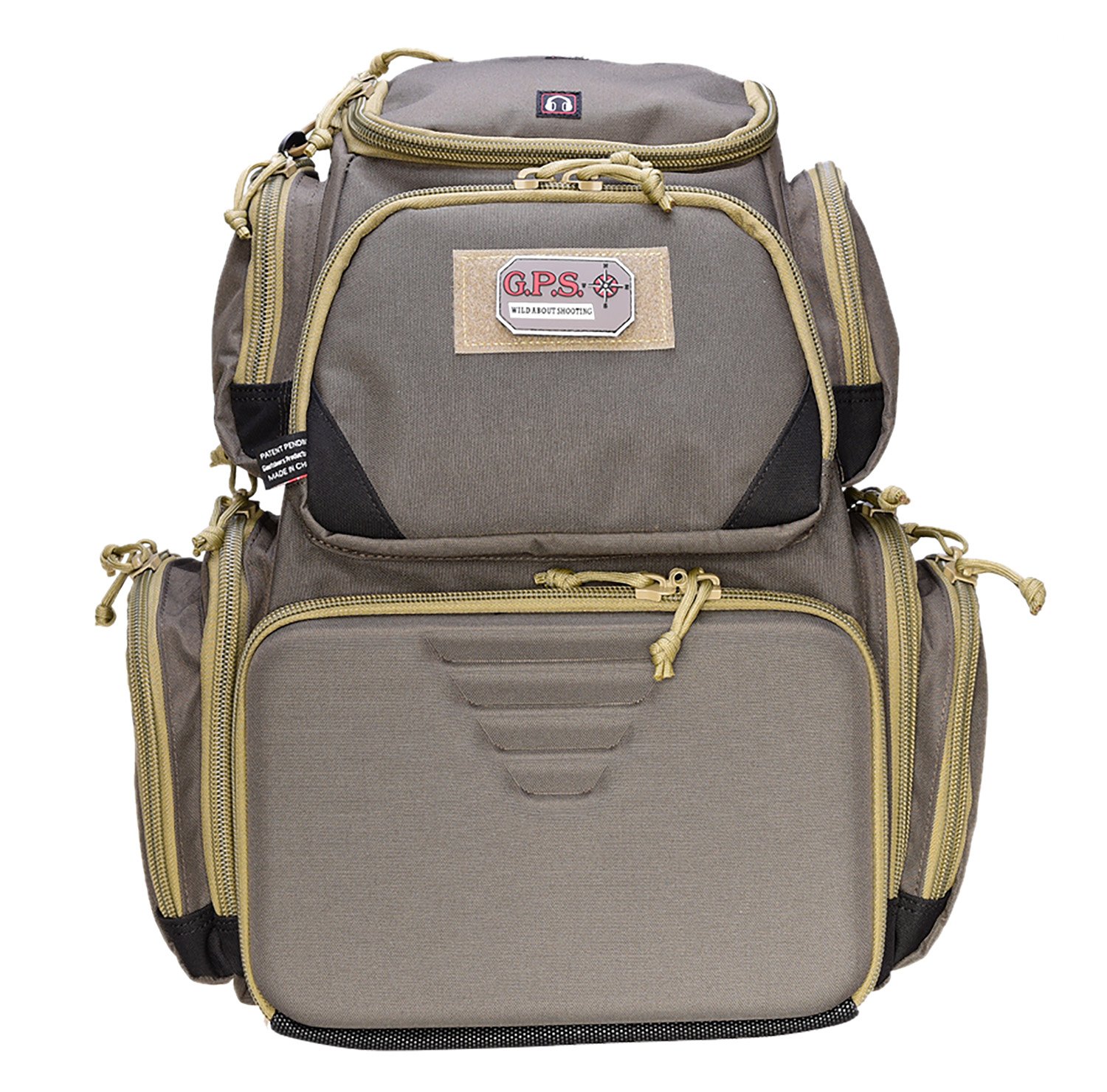 GPS Bags 1611SC Sporting Clays Backpack Olive w/Visual ID Storage System, Lockable Zippers, Storage Pockets, Pull-Out Rain Cover