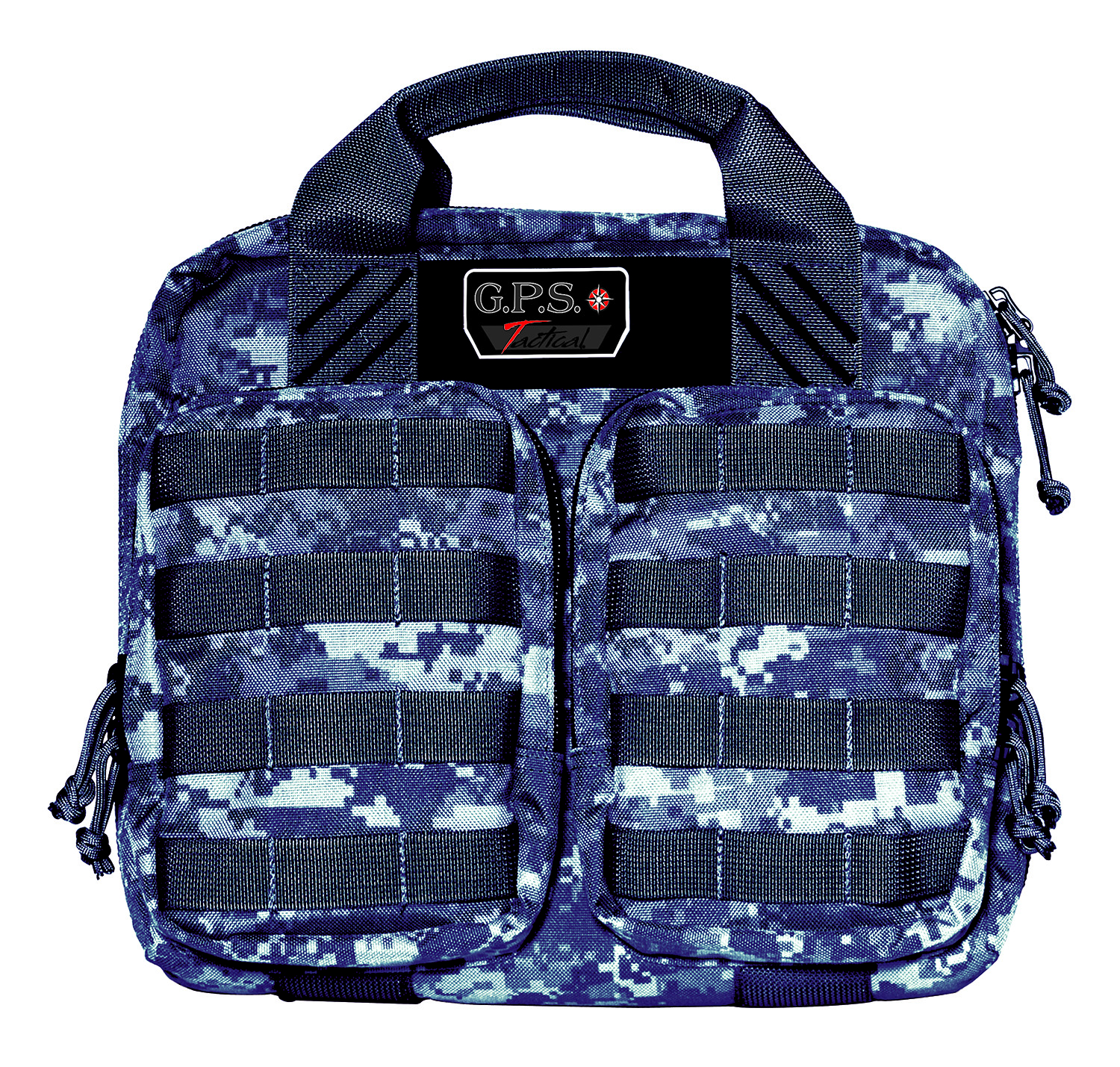 GPS Bags T1413PCG Tactical Double +2 Gray Digital 1000D Nylon Teflon Coating with Visual ID Storage System, Lockable YKK Zippers, MOLLE Webbing & Ammo Storage Pockets Holds UP To 4 Handguns